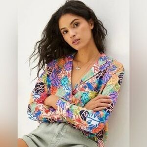 Anthropologie (S) Meg Fransee Multicolor Abstract button down Shirt